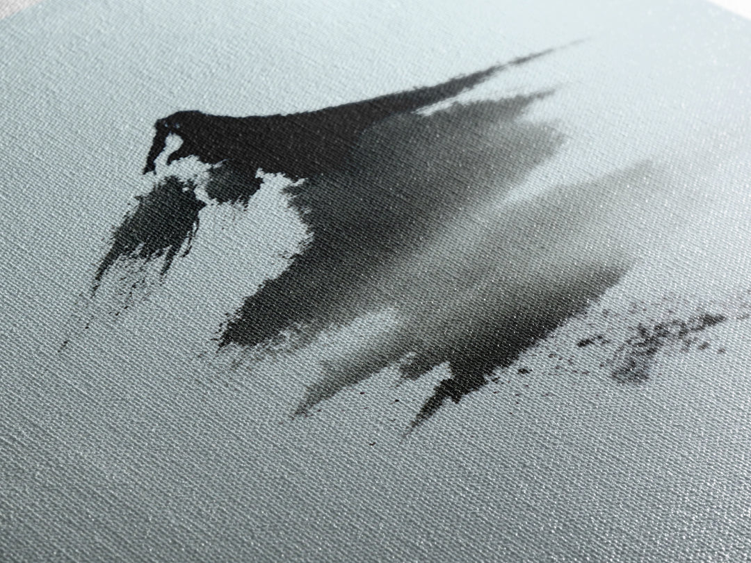 Minimalist Japanese Ink Mountain Painting With Zen Brush Strokes Modern Wall Art For Tranquil Home Decor