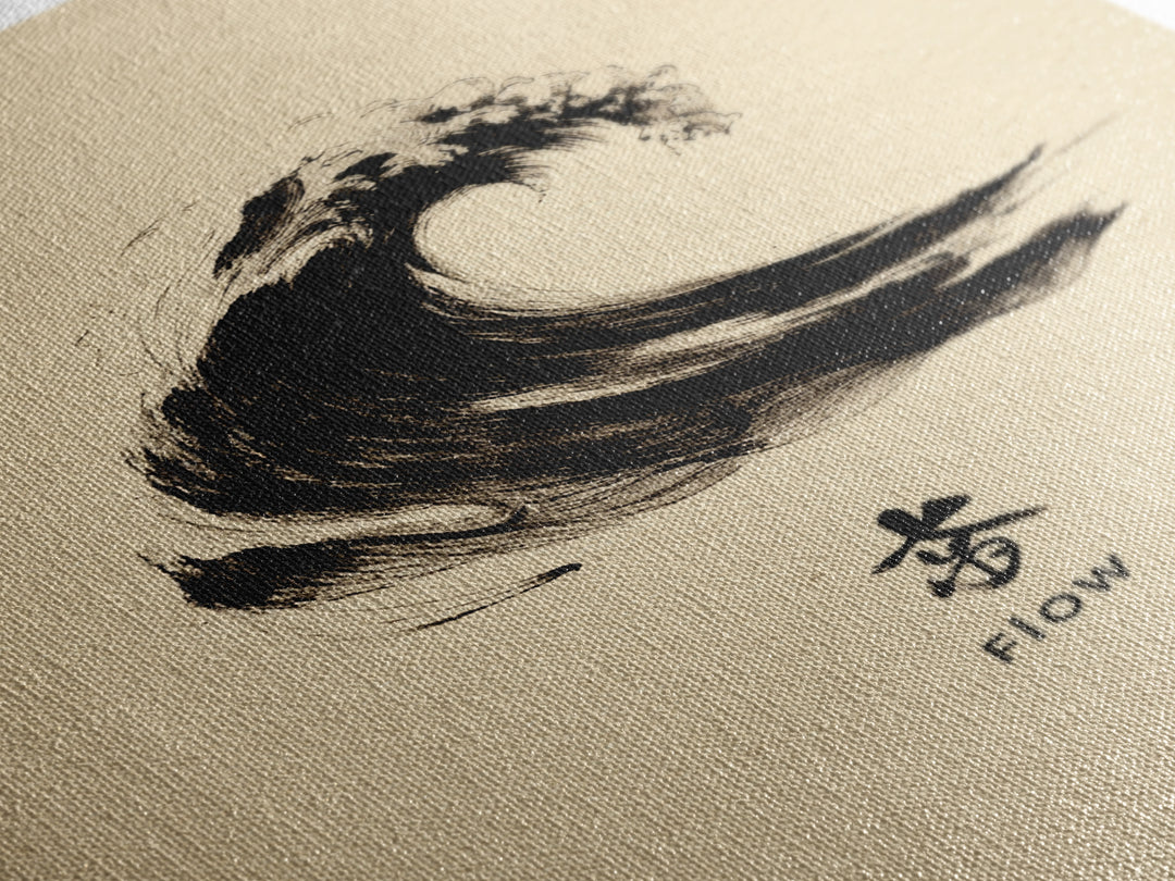 Large Black Ink Brush Stroke Abstract Flow Calligraphy Wall Art Painting Print Minimalist Home Decor Living Room Modern Framed Canvas