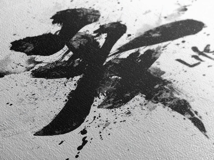 Abstract Black And White Ink Calligraphy Art With Splatter Effect Life Quote Framed Wall Art Print Minimalist Home Decor