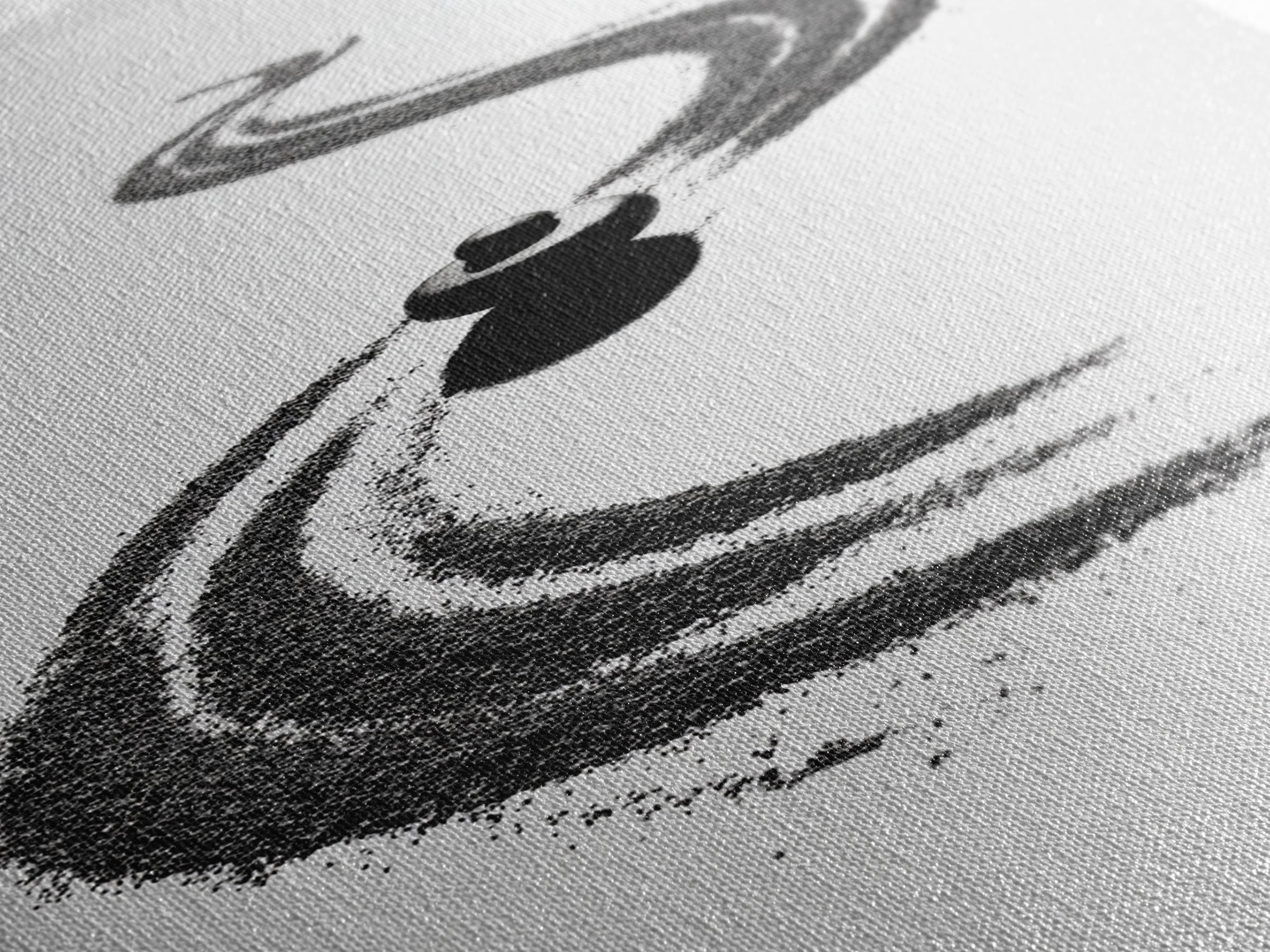 Zen Inspired Minimalist Sand And Stone Artwork Black And White Canvas Print For Modern Meditation Room Wall Art