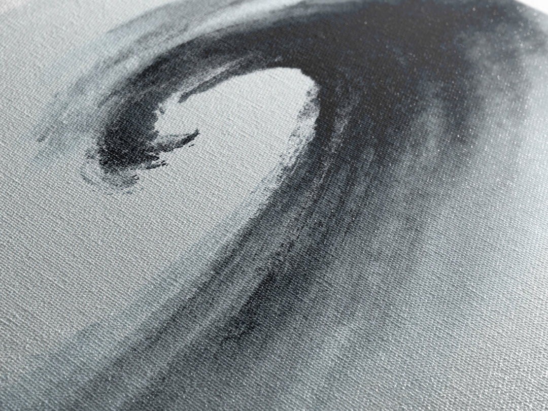 Black And White Ink Style Wave Abstract Art Minimalist Wall Art Print For Modern Office Decor Framed Canvas Print