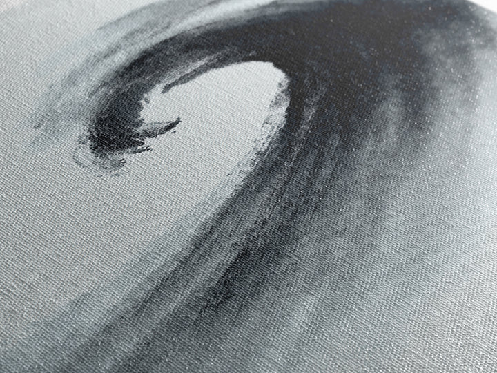 Black And White Ink Style Wave Abstract Art Minimalist Wall Art Print For Modern Office Decor Framed Canvas Print