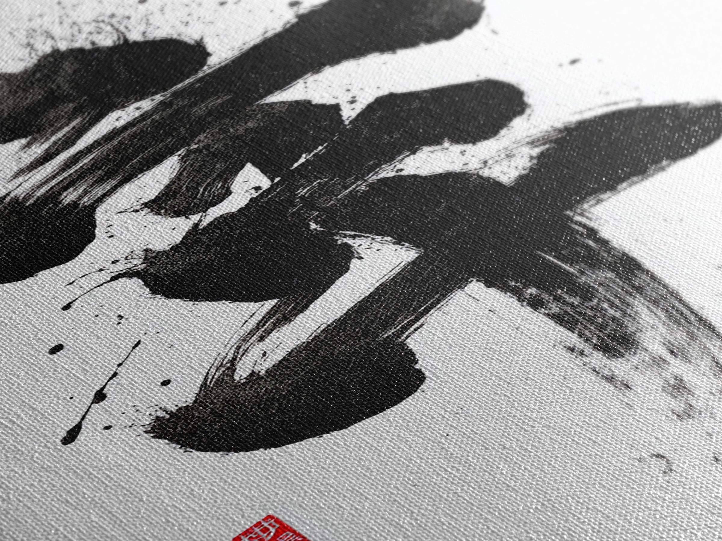 Bold Black Abstract Ink Art With Dynamic Brushstrokes Wall Art Modern Contemporary Canvas Print For Home Decor