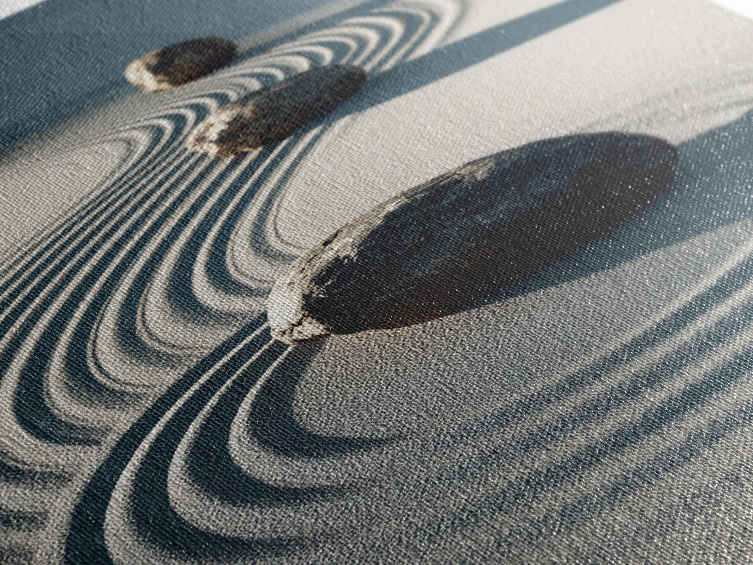 Calming Japanese Zen Garden With Rocks And Sand Minimalist Wall Art Modern Canvas Print