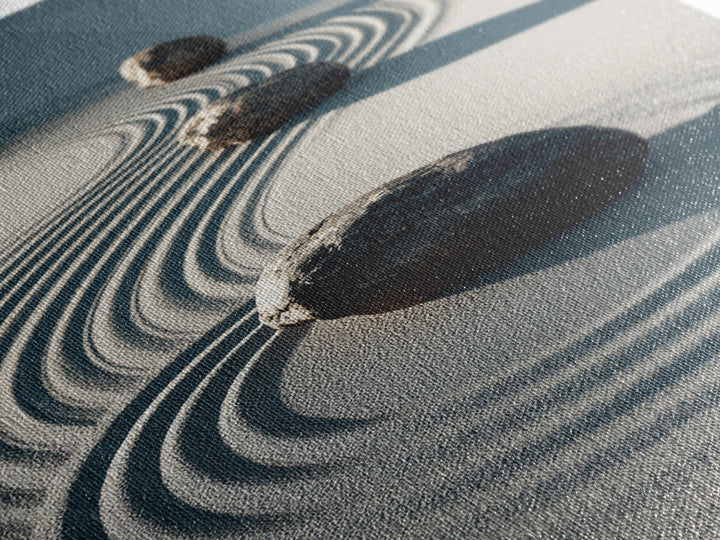 Calming Japanese Zen Garden With Rocks And Sand Minimalist Wall Art Modern Canvas Print