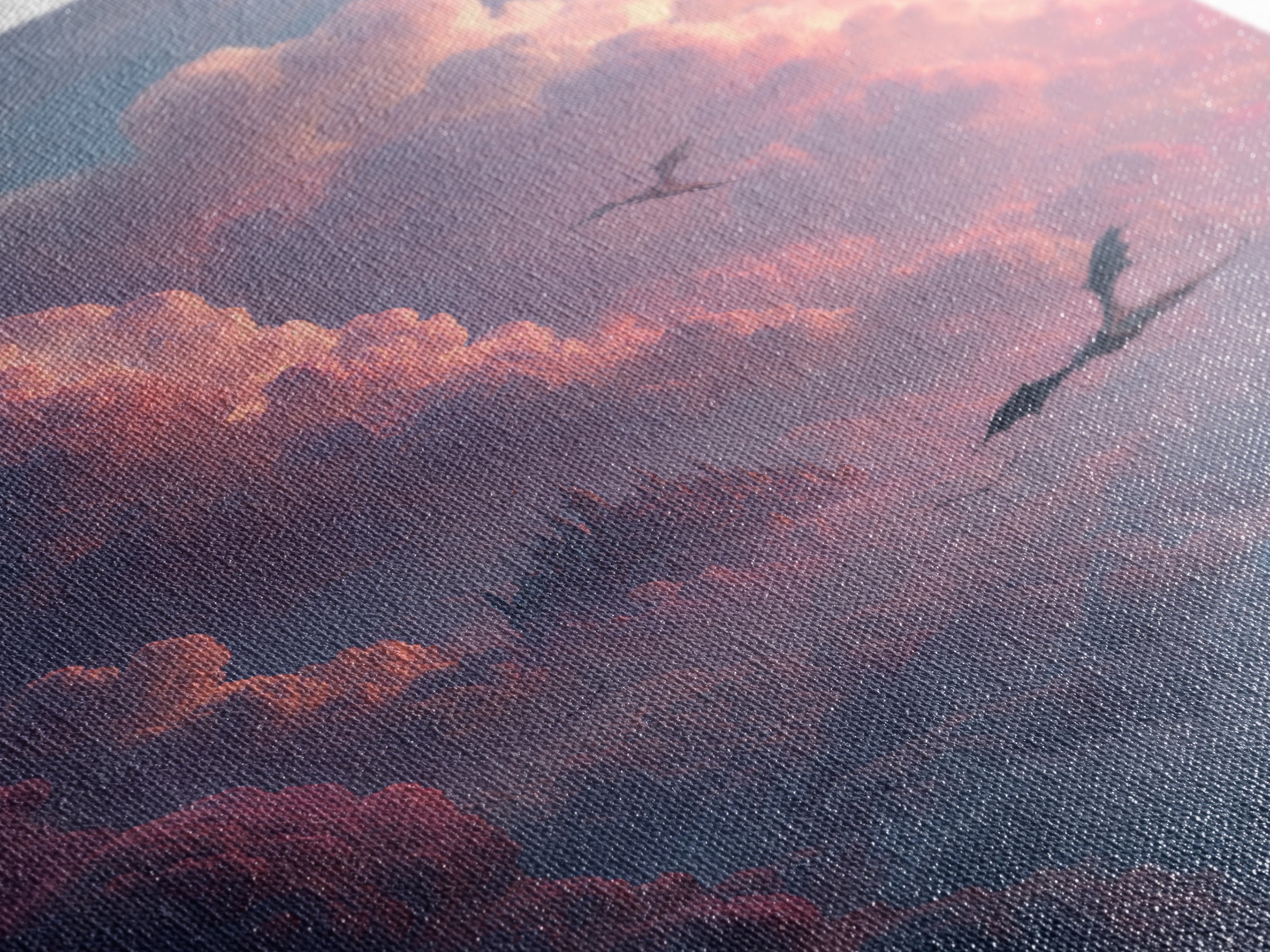 Pink Cloud Castle With Flying Dragons Canvas Print, Dreamy Fantasy Wall Art, Soft Pastel Celestial Nursery And Bedroom Decor