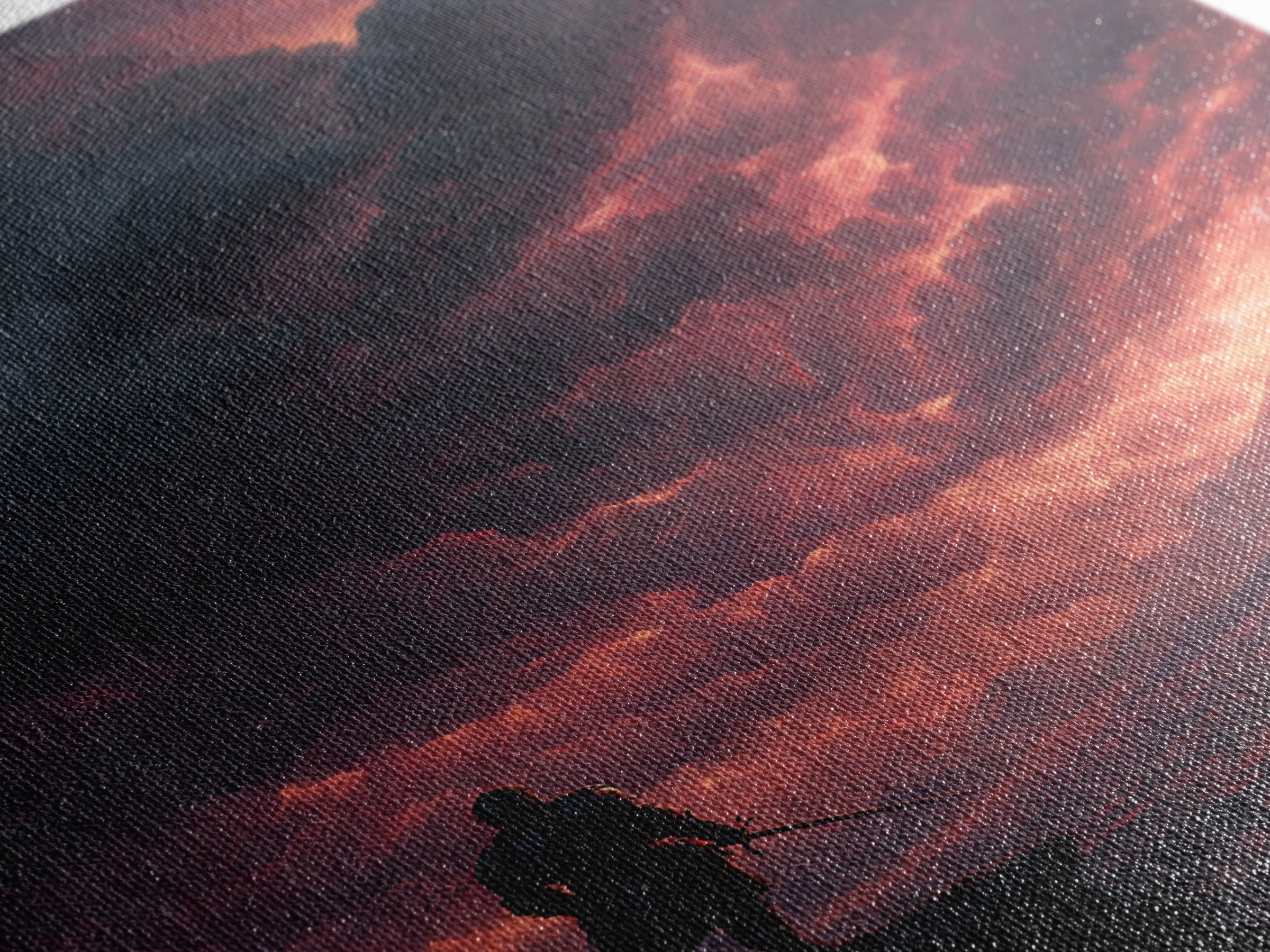 Lone Warrior Under Crimson Lightning Storm Wall Art, Dark Fantasy Landscape, Medieval Castle Decor, Dramatic Gothic Poster