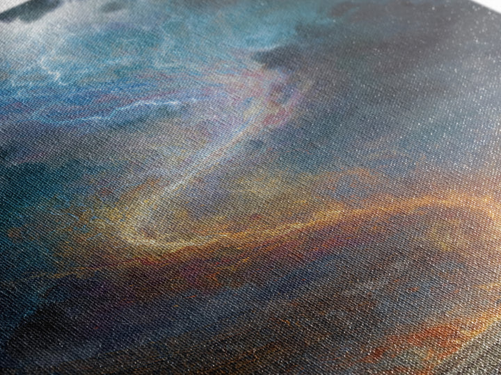 Celestial Firestorm Vortex In Ancient Arena Canvas Print, Epic Fantasy Wall Art, Cosmic Lightning Decor, Dramatic Poster