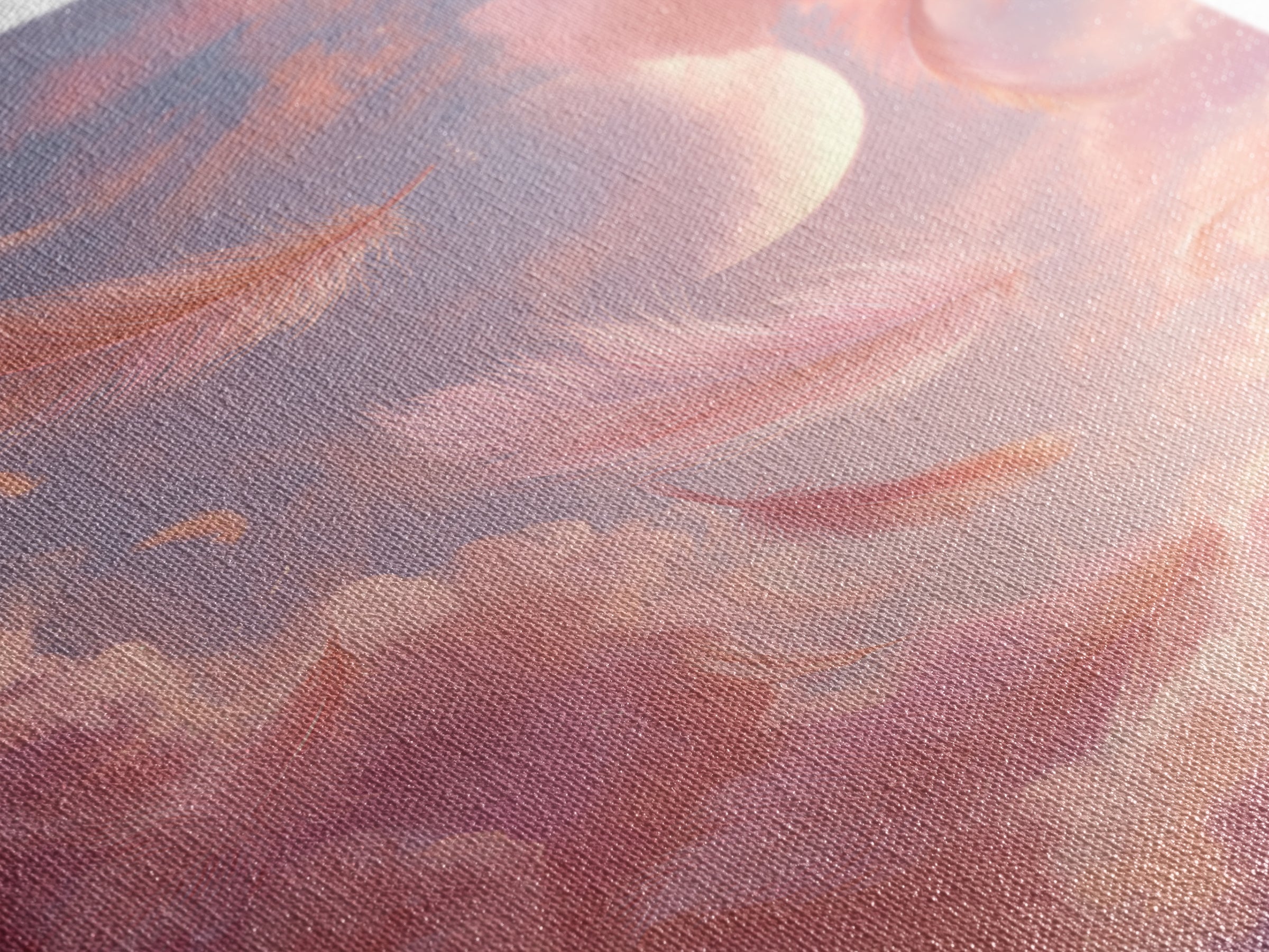 Crescent Moon Feather Wall Art, Pink Cloud Celestial Canvas, Dreamy Nursery Decor, Whimsical Bedroom Print Gift For Her, Pastel Decor