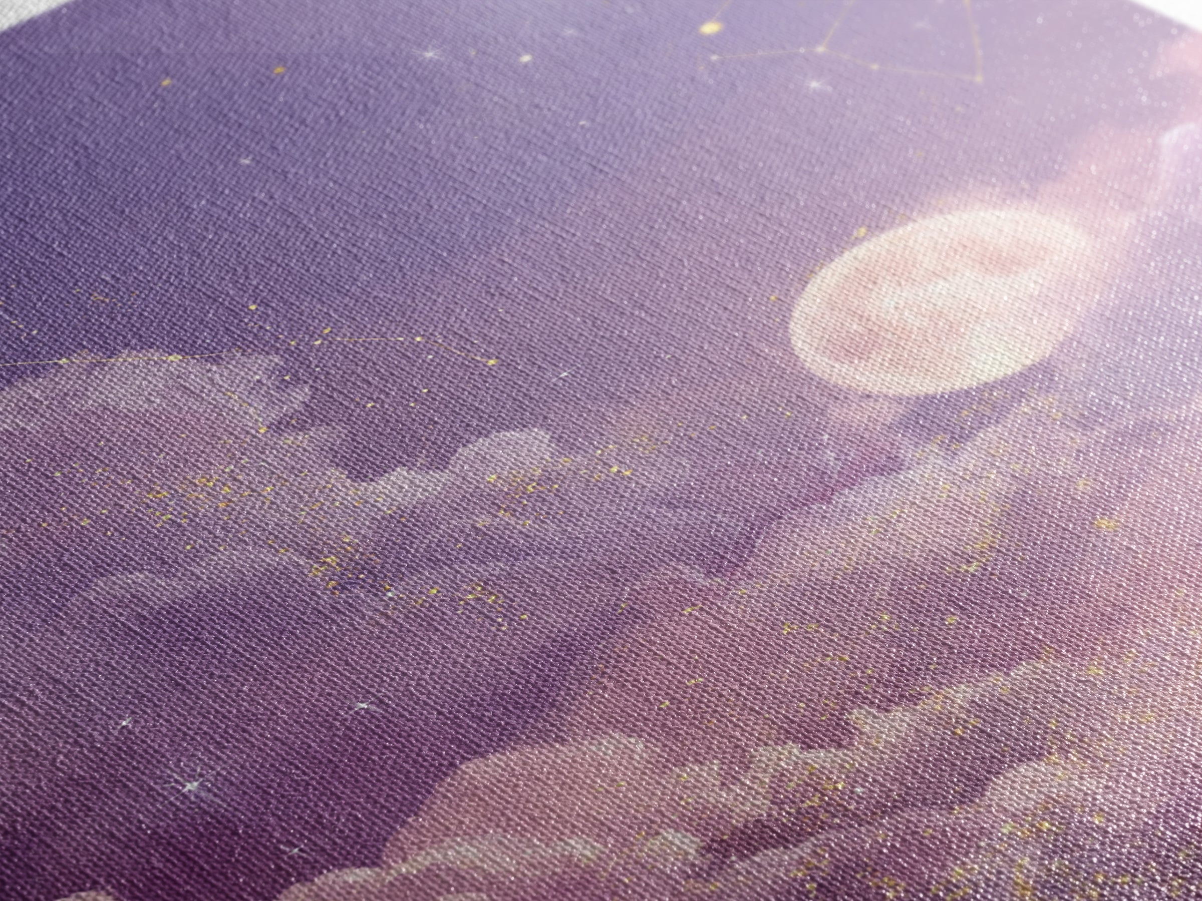 Full Moon Cloud Canvas Print, Lavender Celestial Sky Art, Zodiac Constellation Decor, Dreamy Nursery Wall Art For Bedroom