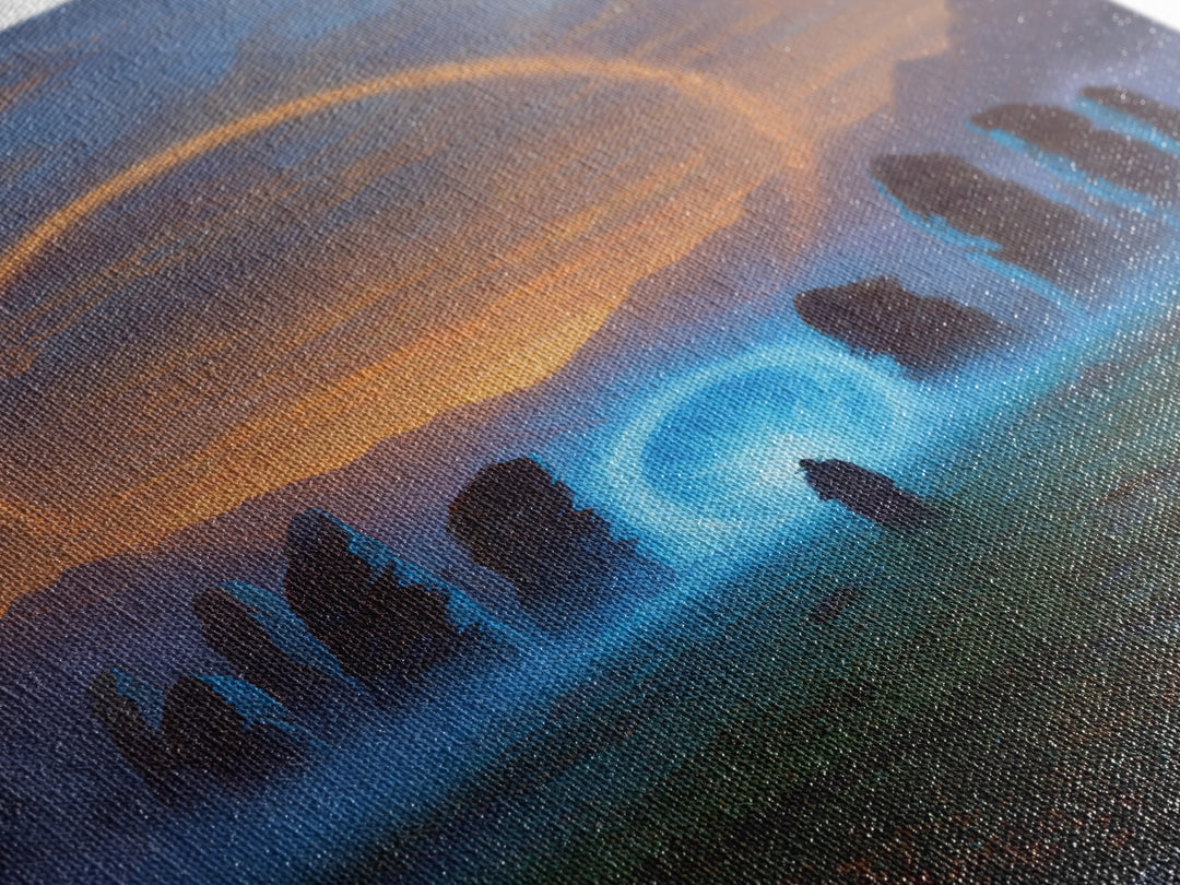 Glowing Portal Stone Circle Wall Art, Mystical Fantasy Canvas Print, Celestial Landscape Decor, Spiritual Gift For New Home