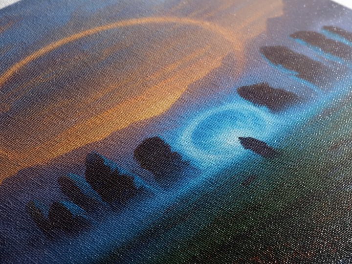 Glowing Portal Stone Circle Wall Art, Mystical Fantasy Canvas Print, Celestial Landscape Decor, Spiritual Gift For New Home
