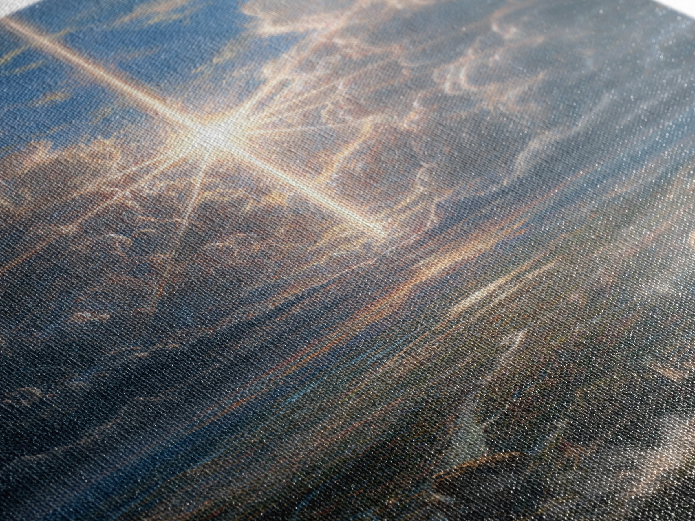 Radiant Cross In Storm Clouds Framed Canvas Print, Christian Wall Art, Celestial Landscape Art, Spiritual Home Decor Gift