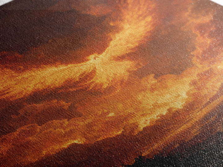 Blazing Phoenix Rising Canvas Print, Fantasy Wall Art, Firebird Painting, Mythical Creature Art, Dramatic Statement Decor