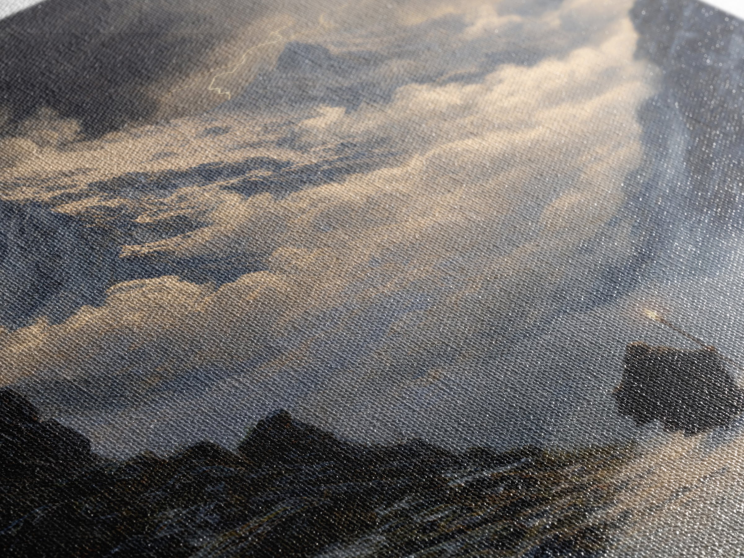 Stormy Snow Mountain Pass Canvas Print, Fantasy Wall Art, Moody Landscape Painting, Adventure Decor, Dramatic Home Decor