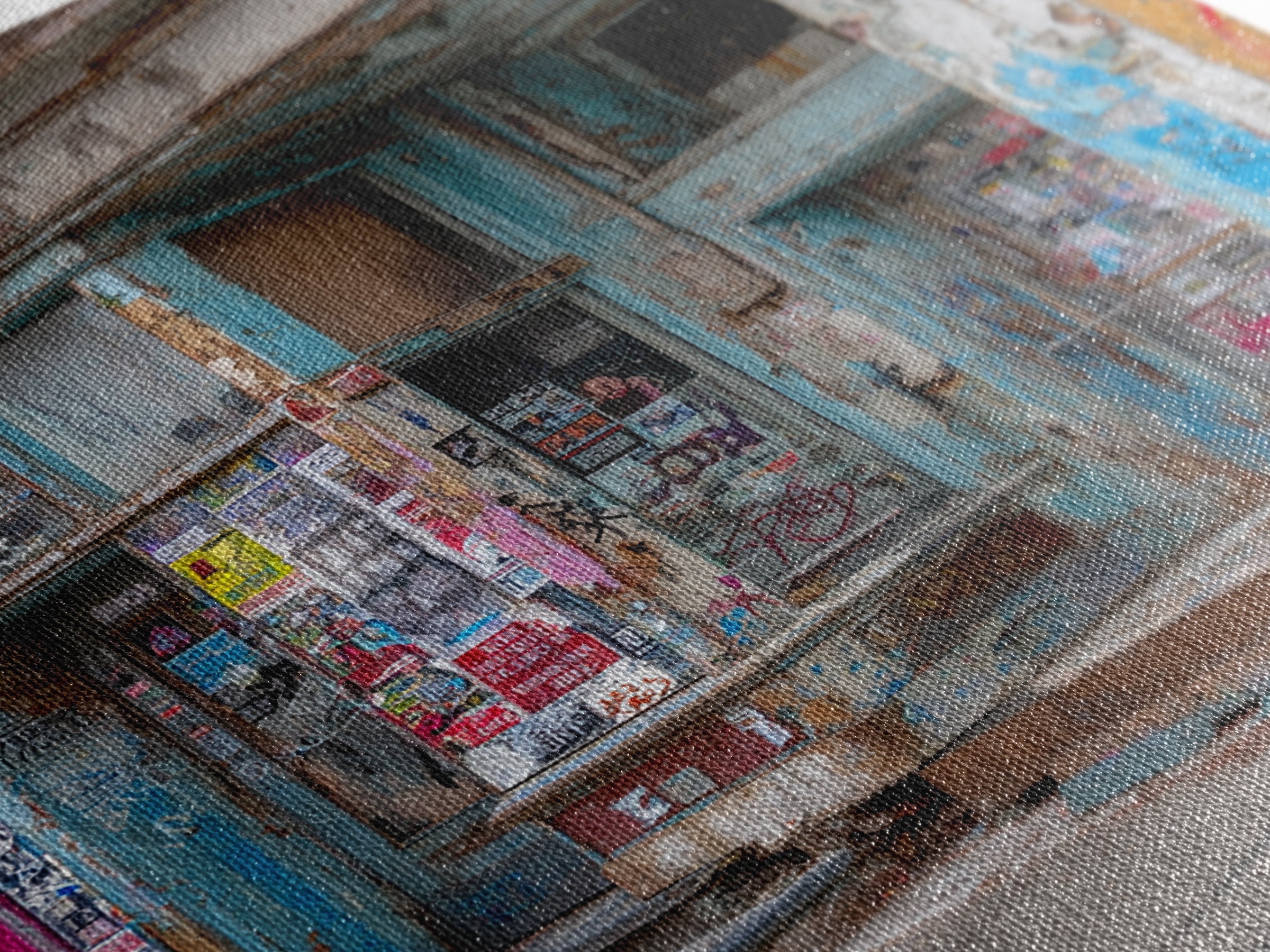 Urban Street Scene With Graffiti And Distressed Building Photography Wall Art Print