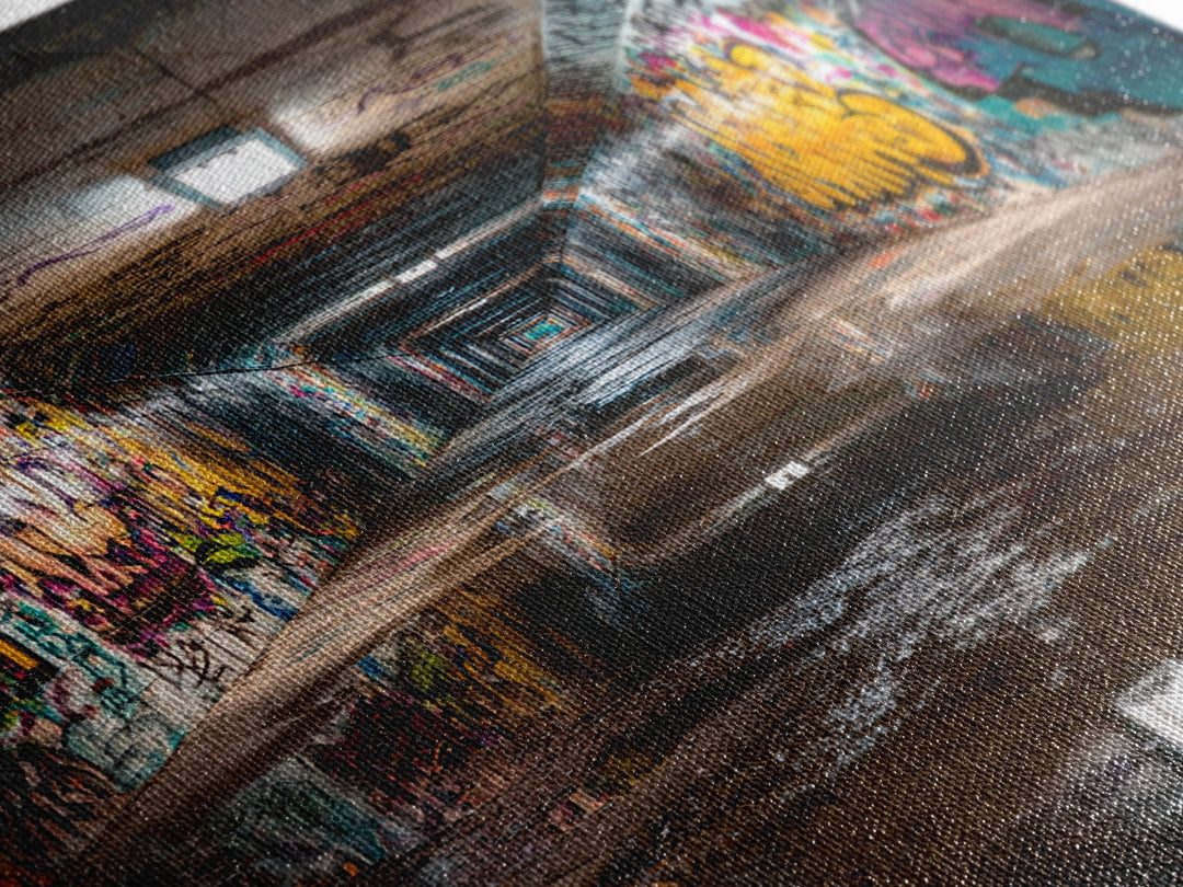 Urban Graffiti Tunnel Photography Wall Art Print Contemporary Art Modern Home Decor For Office And Loft