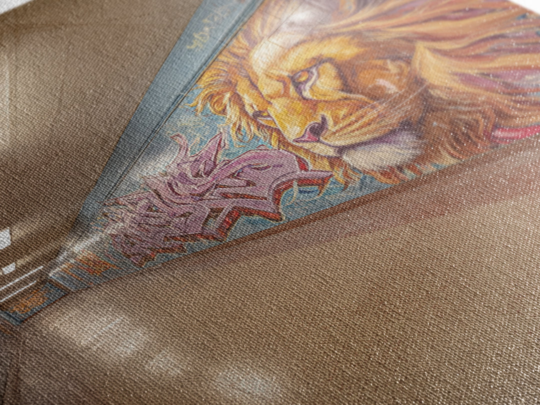 Artistic Lion Mural In City Tunnel Hallway Urban Street Art Decor | Vibrant Wall Art Print For Home Or Office Framed Canvas