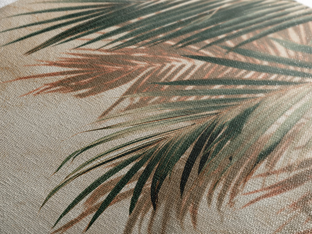 Palm Frond Shadow Botanical Wall Art, Tropical Leaf Canvas Print, Coastal Beige Modern Home Decor For Living Room Bedroom Wall Decor