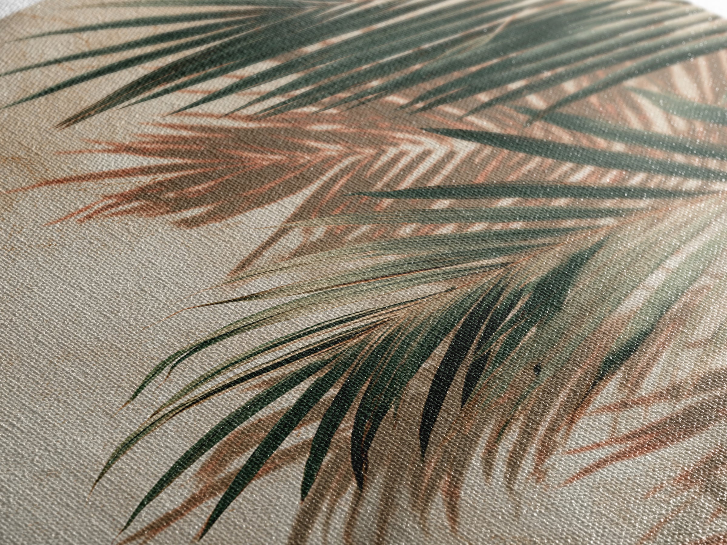 Palm Frond Shadow Botanical Wall Art, Tropical Leaf Canvas Print, Coastal Beige Modern Home Decor For Living Room Bedroom Wall Decor