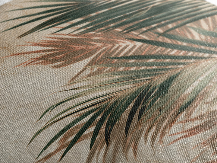 Palm Frond Shadow Botanical Wall Art, Tropical Leaf Canvas Print, Coastal Beige Modern Home Decor For Living Room Bedroom Wall Decor