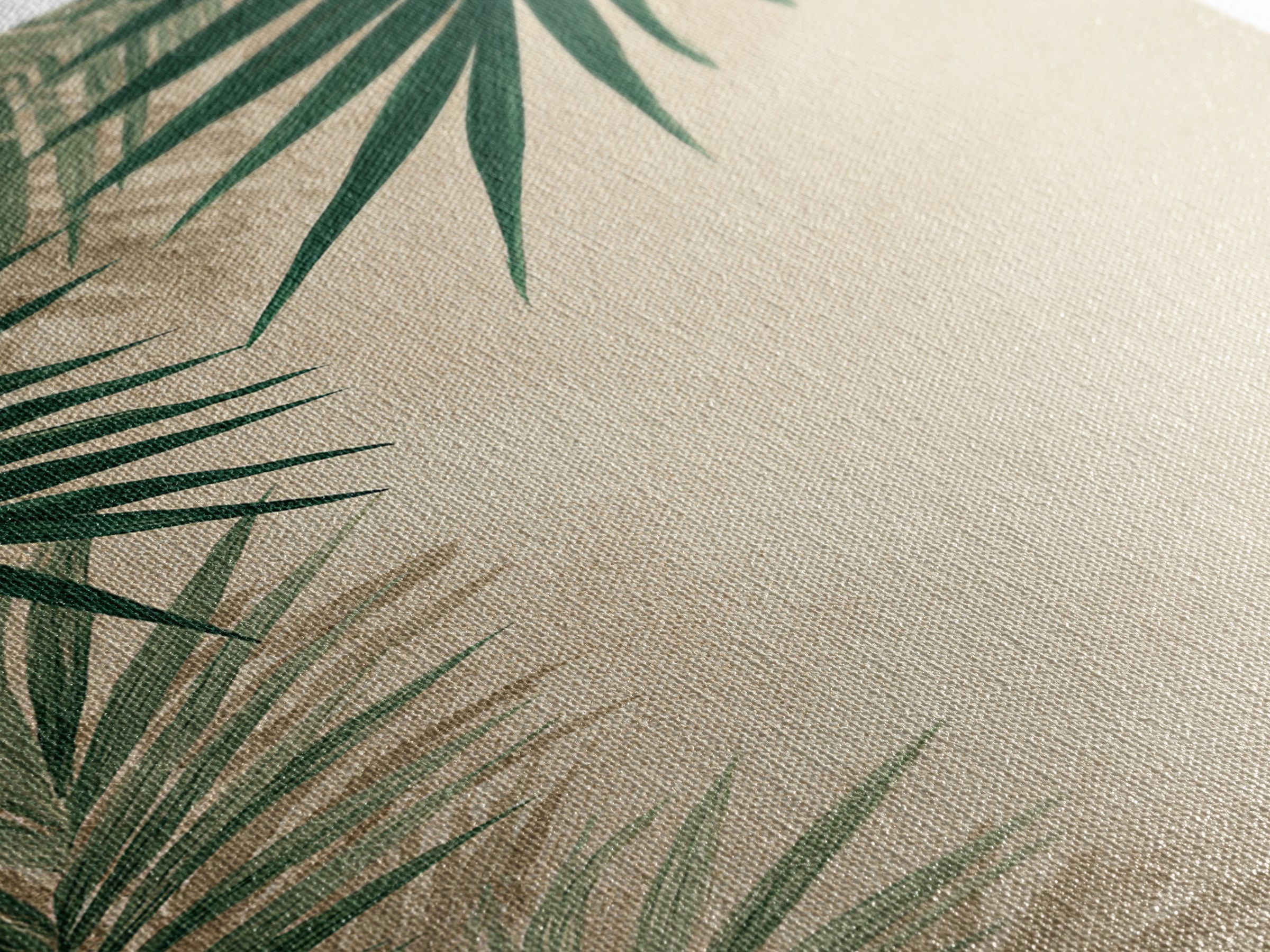 Palm Leaf Corner Botanical Wall Art, Minimal Tropical Canvas Print, Beige Coastal Decor For Living Room Bedroom Modern Wall Decor