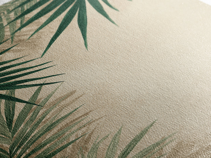 Palm Leaf Corner Botanical Wall Art, Minimal Tropical Canvas Print, Beige Coastal Decor For Living Room Bedroom Modern Wall Decor
