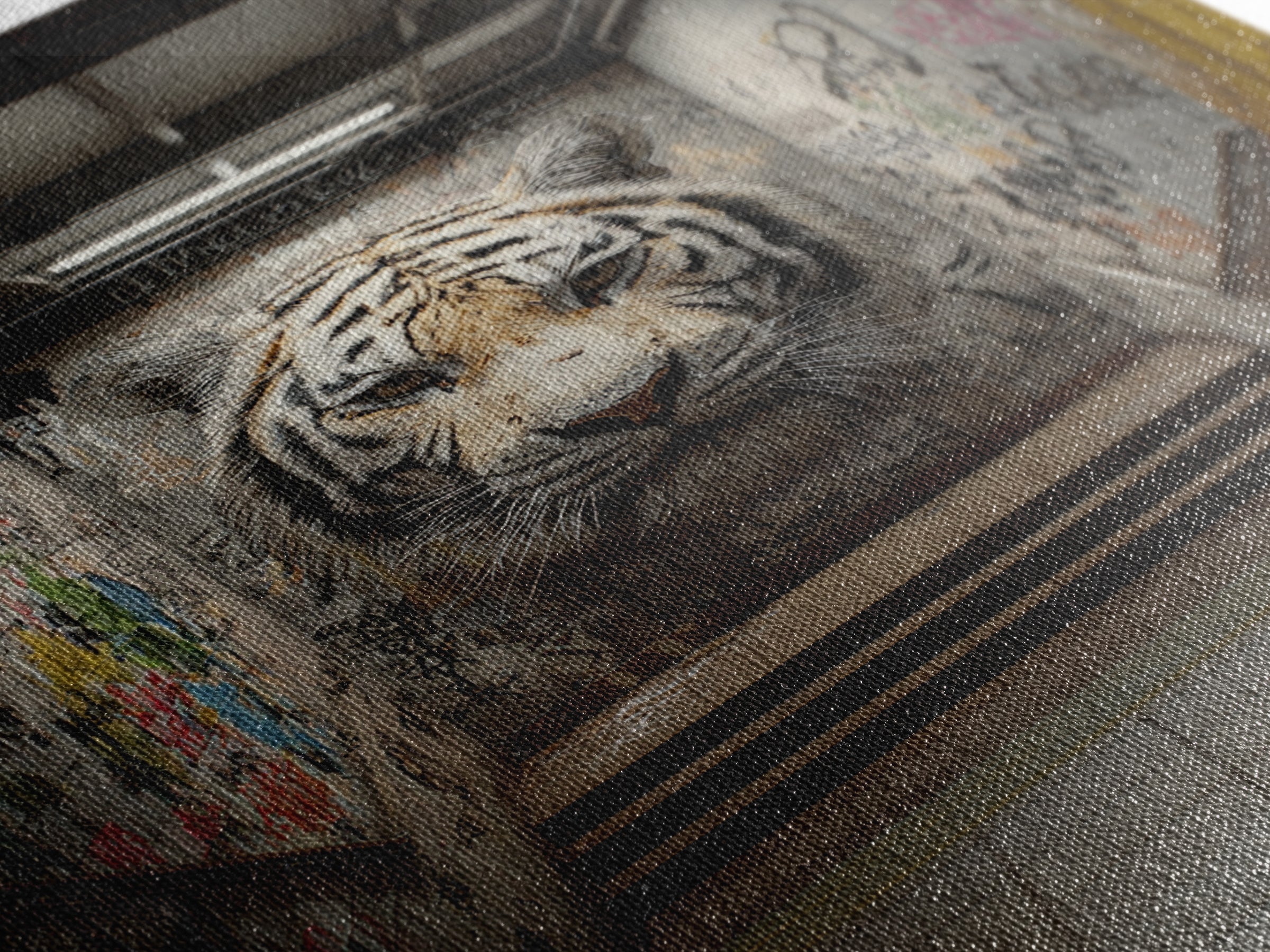 Urban Tiger Street Art Graffiti Mural Bold Wildlife Wall Art - Contemporary Canvas Print For Modern Home Decor