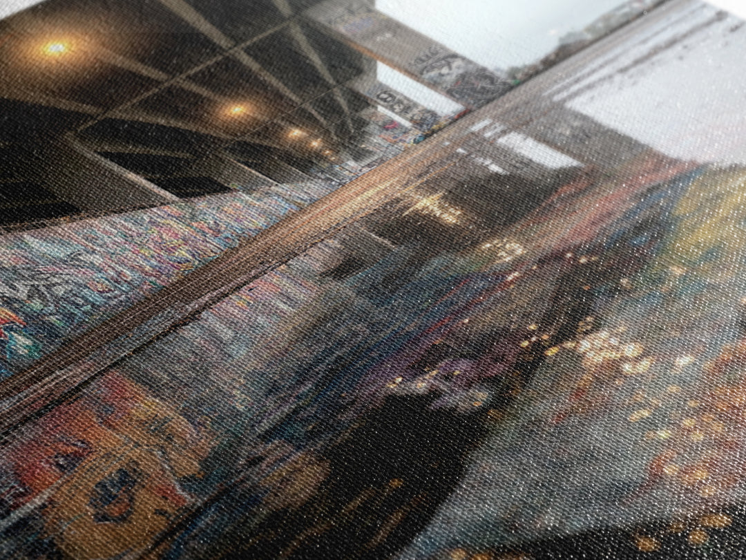 Urban Street Art Graffiti Under Bridge Reflected In Water Puddles Downtown Photographic Wall Art