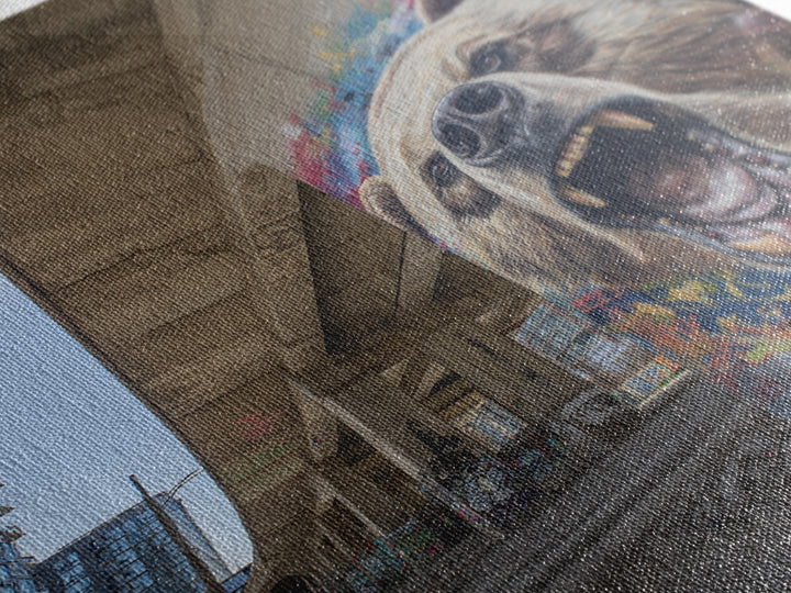 Roaring Grizzly Bear Graffiti Mural Under Concrete Bridge Wall Art For Man Cave And Urban Home Decor