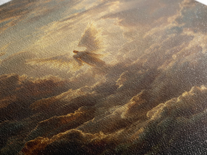 Dark Moody Battle Field Landscape With Cross And Sun Rays Painting Oil Art Print Wall Art For Rustic Home Or Office Decor