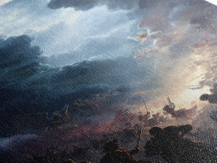 Epic Battle Between Angels Warriors In Dramatic Sky Fantasy Artwork Wall Art Framed Canvas Print For Home Decor
