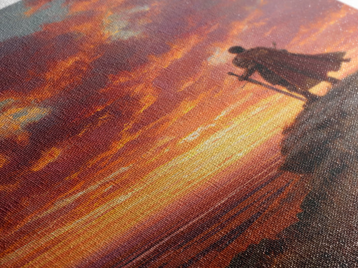 Heroic Knight Standing On Cliff At Sunset Dramatic Landscape Wall Art Large Framed Canvas Print For Living Room Decor