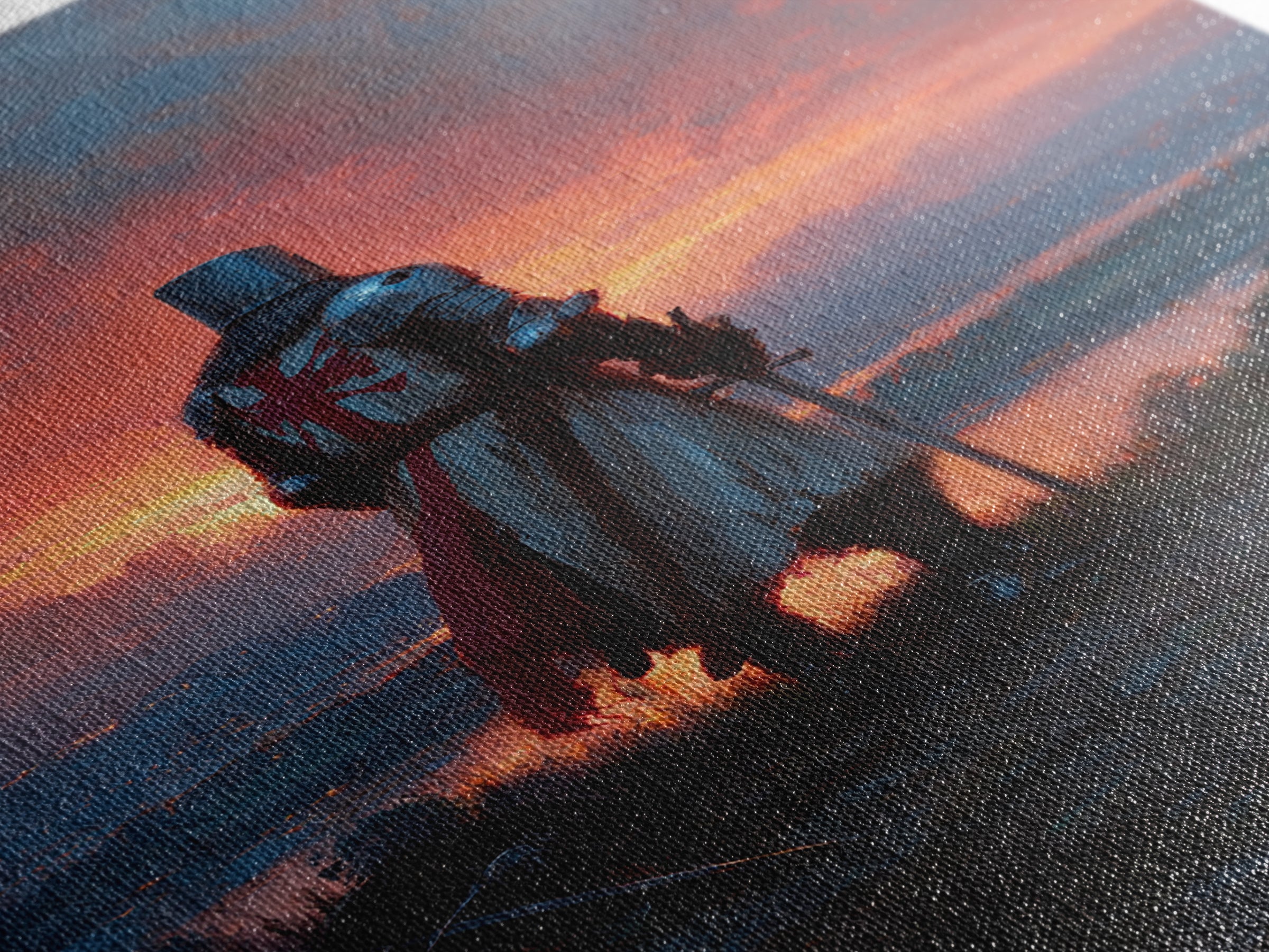 Knight In Armor At Sunset Painting Dramatic Landscape With Medieval Warrior Exploring Emotional Wall Art For Office Decor Or Living Room Framed Canvas Print