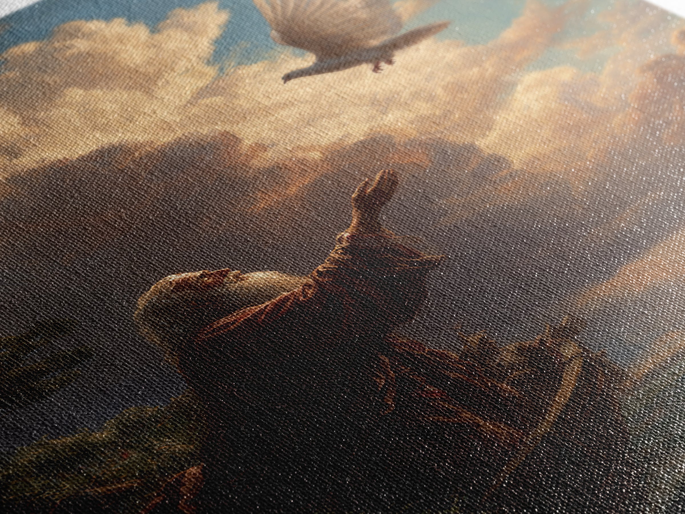 Fantasy Religious Art Moses And Ark With Dove Wall Art Canvas Print Spiritual Decor For Home And Inspiration