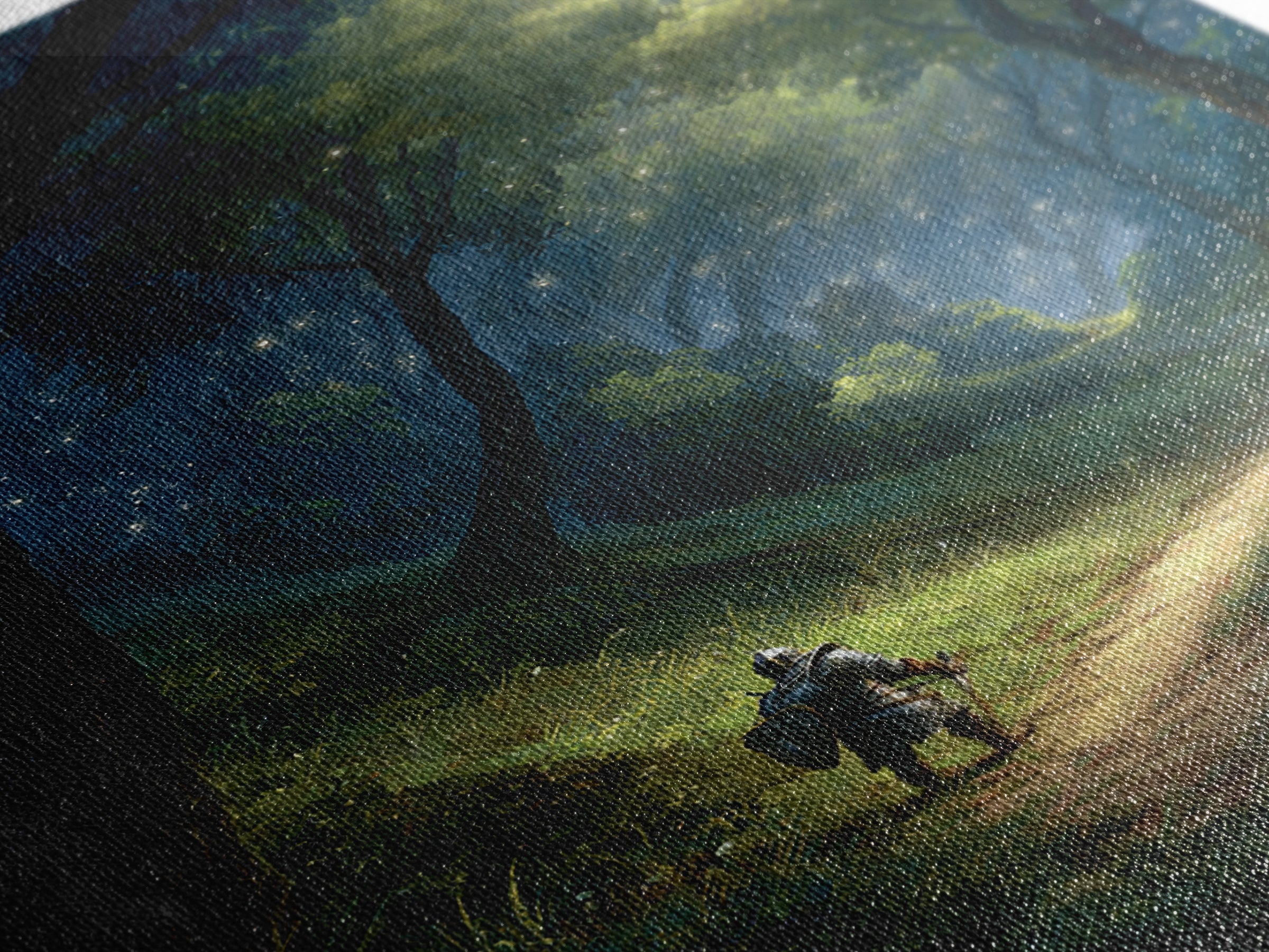 Majestic Knight on Trail in Enchanted Forest Fantasy Art Wall Art Canvas Print For Game Room or Bedroom Decor