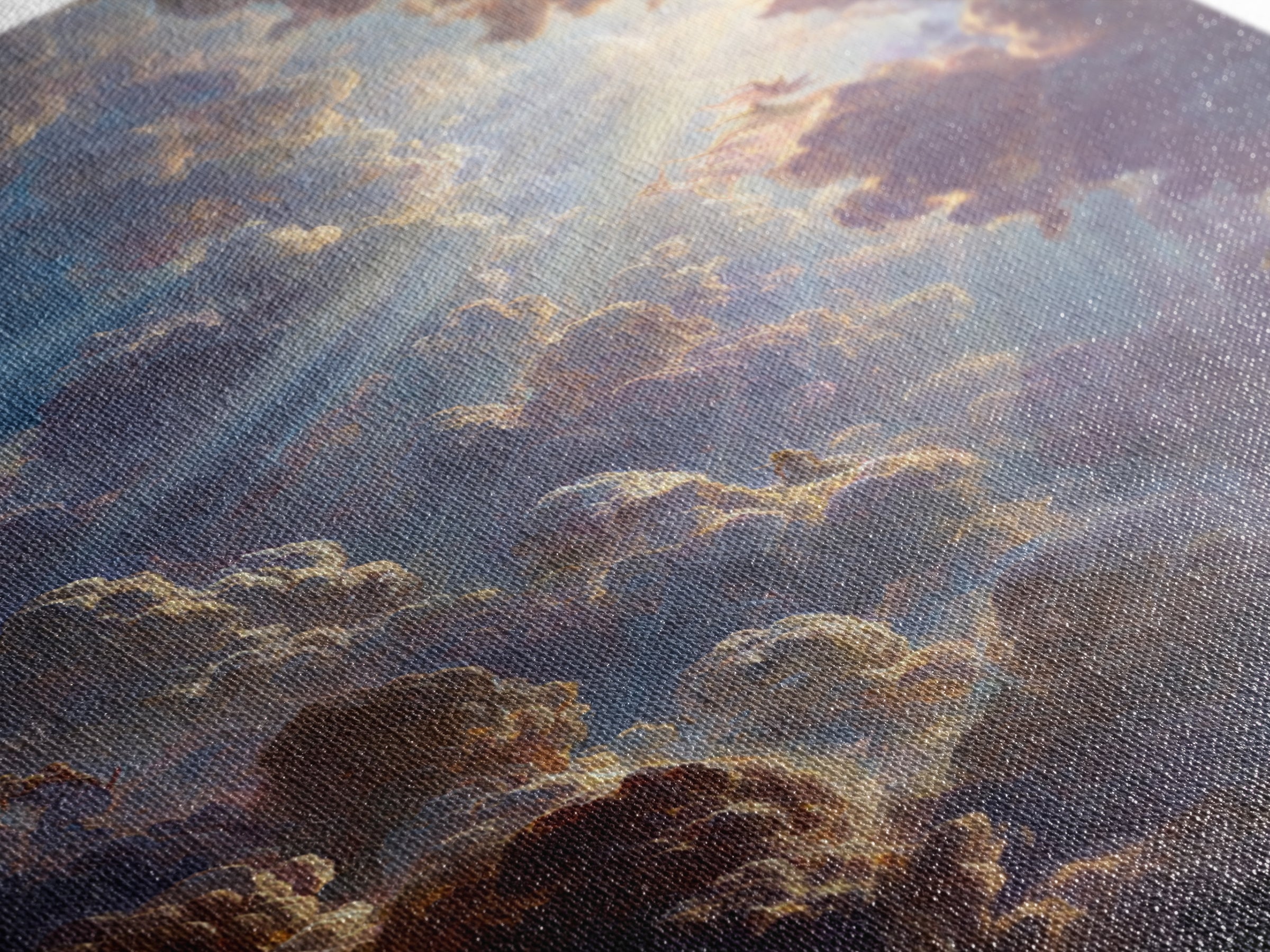 Dramatic Heavenly Clouds With Figures And Light Rays Spiritual Religious Wall Art Oil Painting Large Wall Art Framed Canvas Print