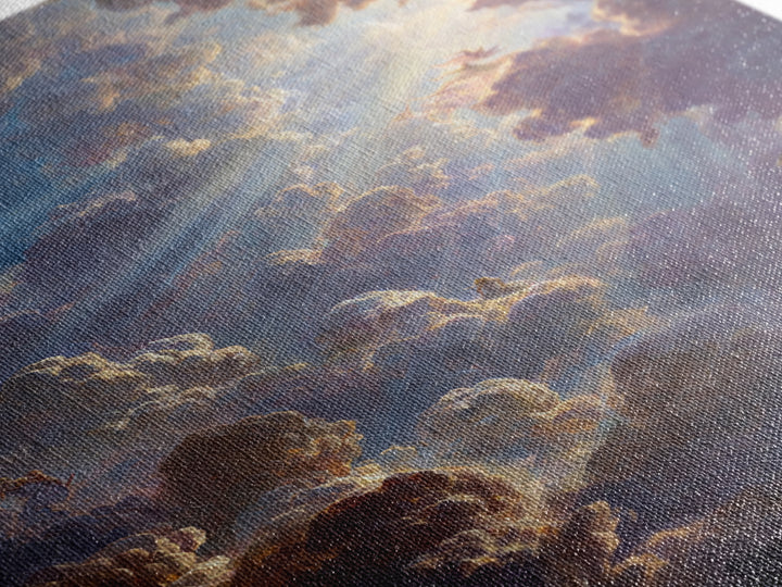Dramatic Heavenly Clouds With Figures And Light Rays Spiritual Religious Wall Art Oil Painting Large Wall Art Framed Canvas Print