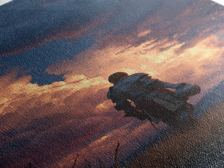 Knight Standing Under Dramatic Cloudy Sunset Sky Canvas Print Medieval Wall Art For Living Room And Office Decor