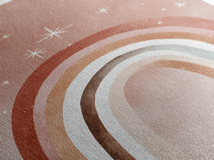 Boho Rainbow Arch And Stars Wall Art, Neutral Nursery Decor, Whimsical Kids Room Art Print, Earth Tone Bedroom Wall Decor