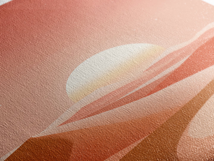 Coral Desert Dunes Sunset Canvas Print, Abstract Landscape Wall Art, Warm Terracotta Decor, Modern Living Room Art, Home Decor