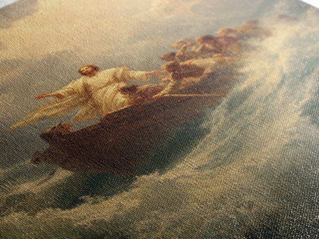 Stormy Sea With Figure And Boat Classic Painting Wall Art Framed Canvas Print For Living Room And Bedroom Decor