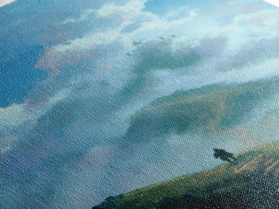 Stormy Lake Landscape Oil Painting Moody Nature Wall Art - Canvas Print For Rustic Living Room And Cabin Decor
