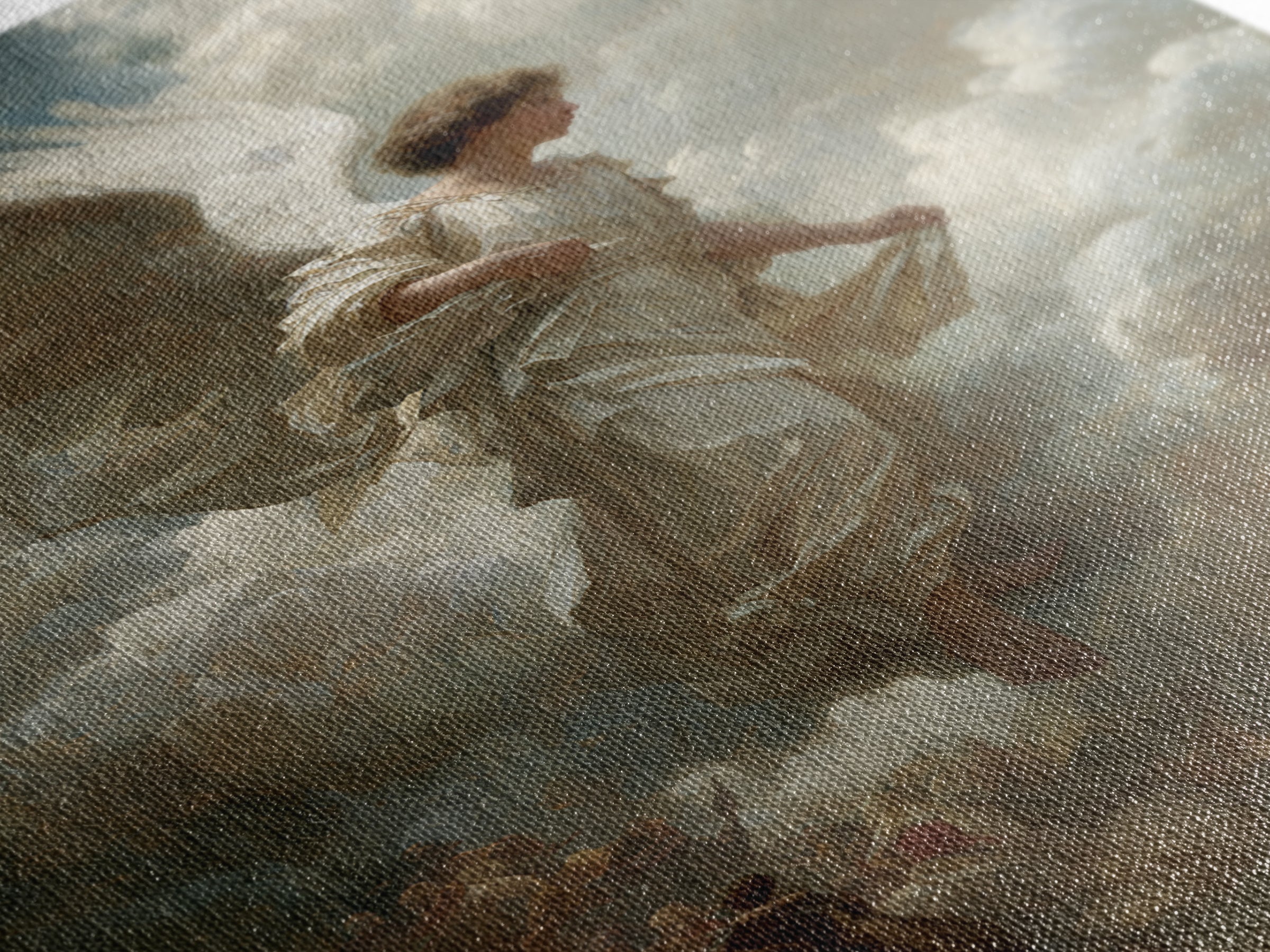 Angel In Clouds Renaissance Style Oil Painting Wall Art Framed Canvas Print Spiritual Religious Fine Art For Home Decor