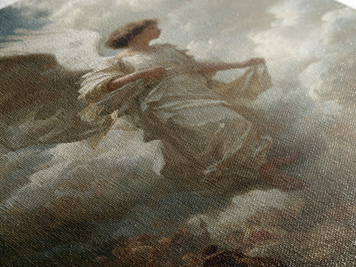 Angel In Clouds Renaissance Style Oil Painting Wall Art Framed Canvas Print Spiritual Religious Fine Art For Home Decor