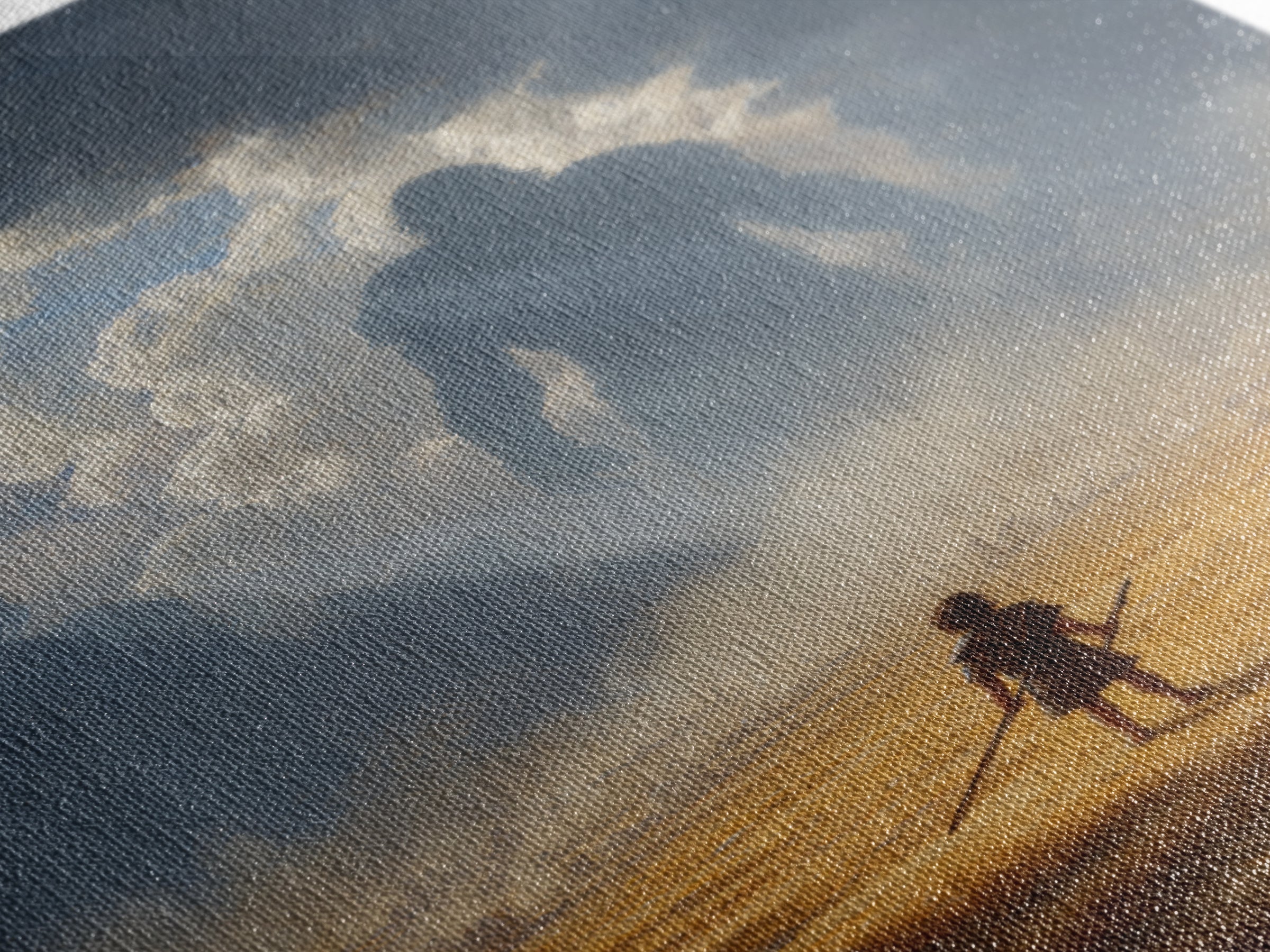 Epic Battle Scene With Warrior Facing Giant Shadow In Dramatic Landscape Wall Art Canvas Print