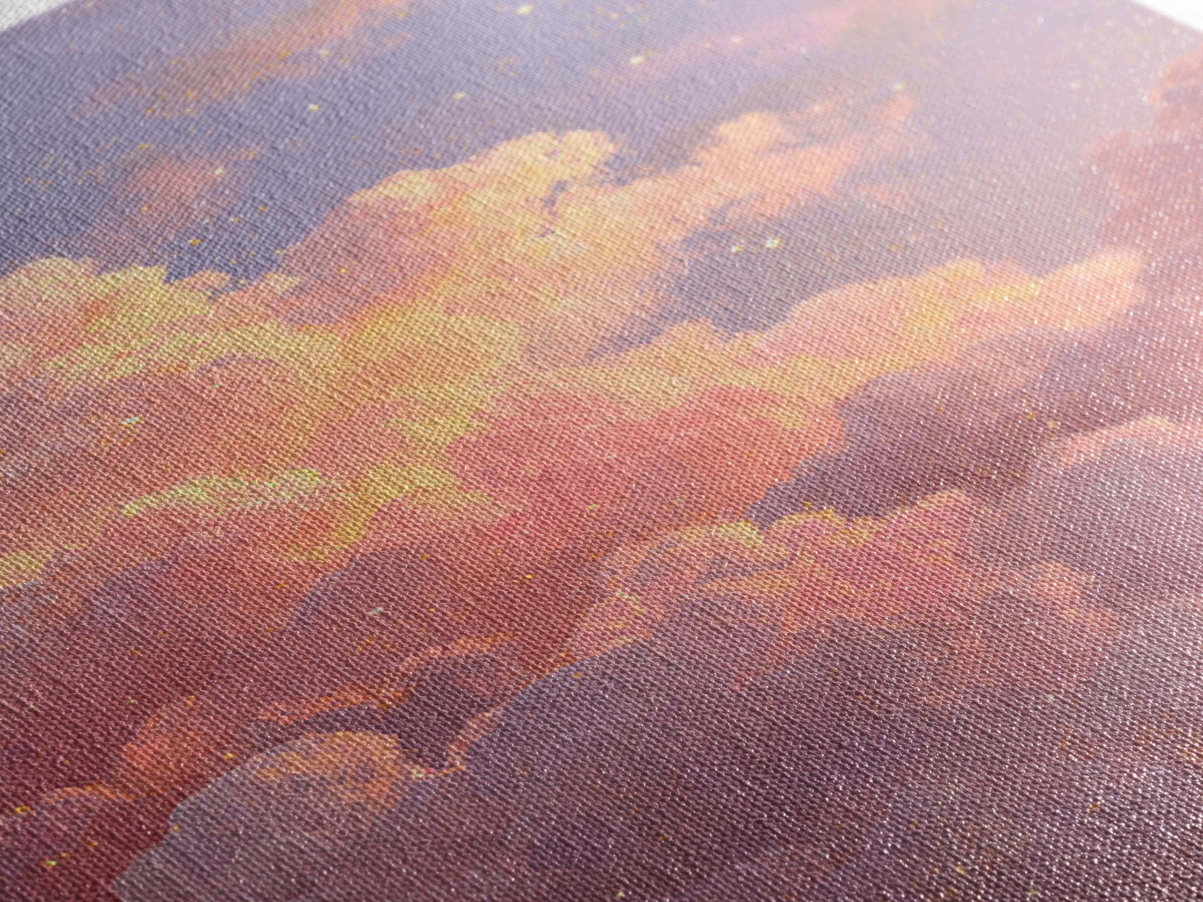 Dreamy Pink Clouds And Starry Sky Canvas Print, Celestial Wall Art, Pastel Nursery Decor, Whimsical Bedroom Art, Gift For Her