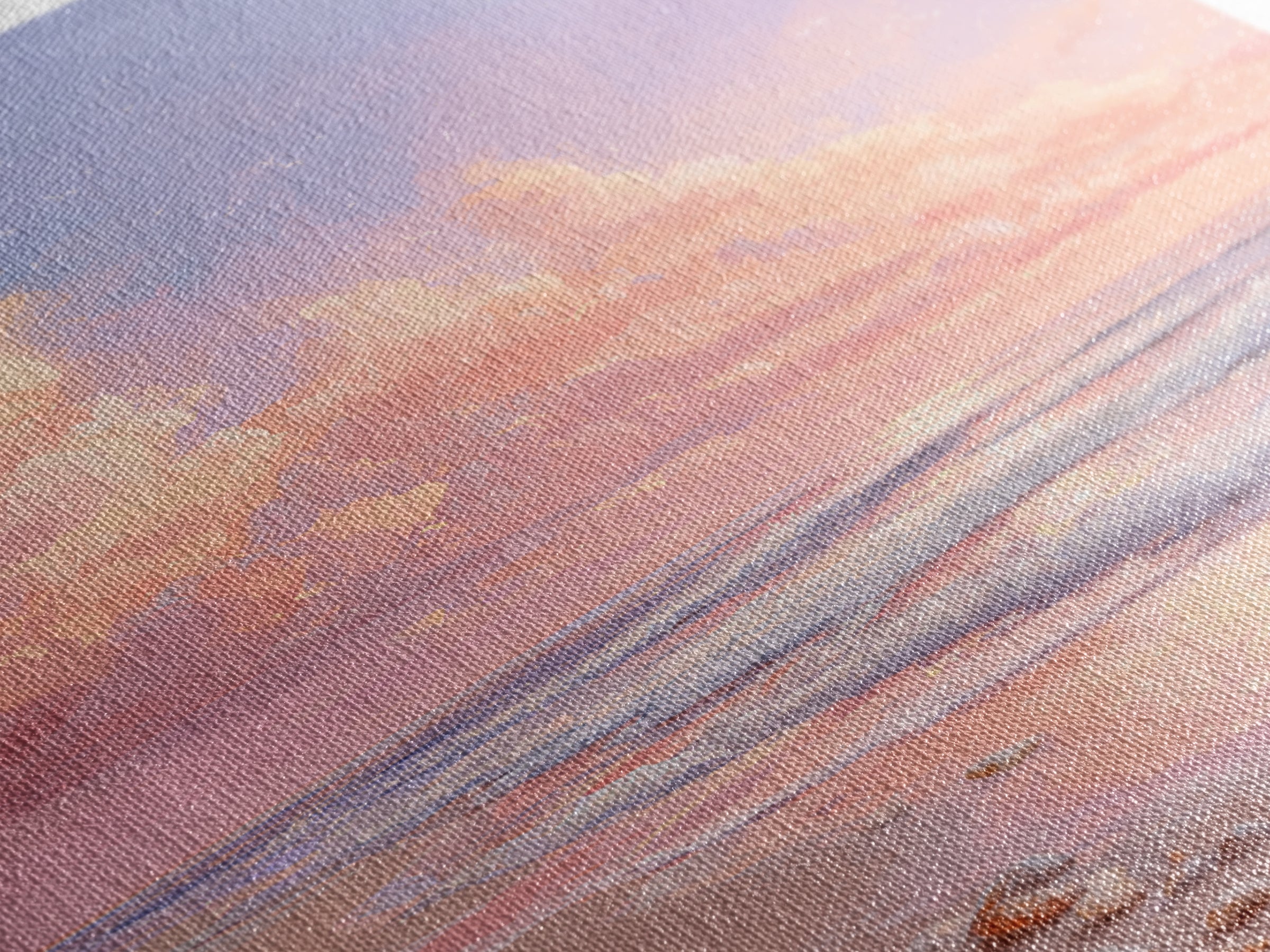 Pastel Ocean Sunrise With Seashells Canvas Print, Coastal Wall Art, Beach House Decor, Seascape Painting, Gift For Her, Home Decor