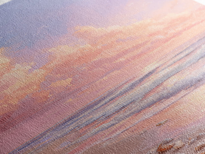 Pastel Ocean Sunrise With Seashells Canvas Print, Coastal Wall Art, Beach House Decor, Seascape Painting, Gift For Her, Home Decor