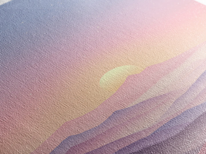 Pastel Mountain Sunrise Under Starry Sky Wall Art, Minimalist Landscape Print, Calming Bedroom Decor, Modern Home Decor, Gift